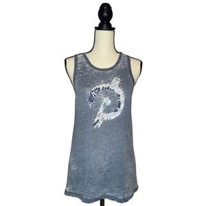 Peloton Tank Top Burnout Blue Tye Dye Logo Scoop Neckline Women's Size Small